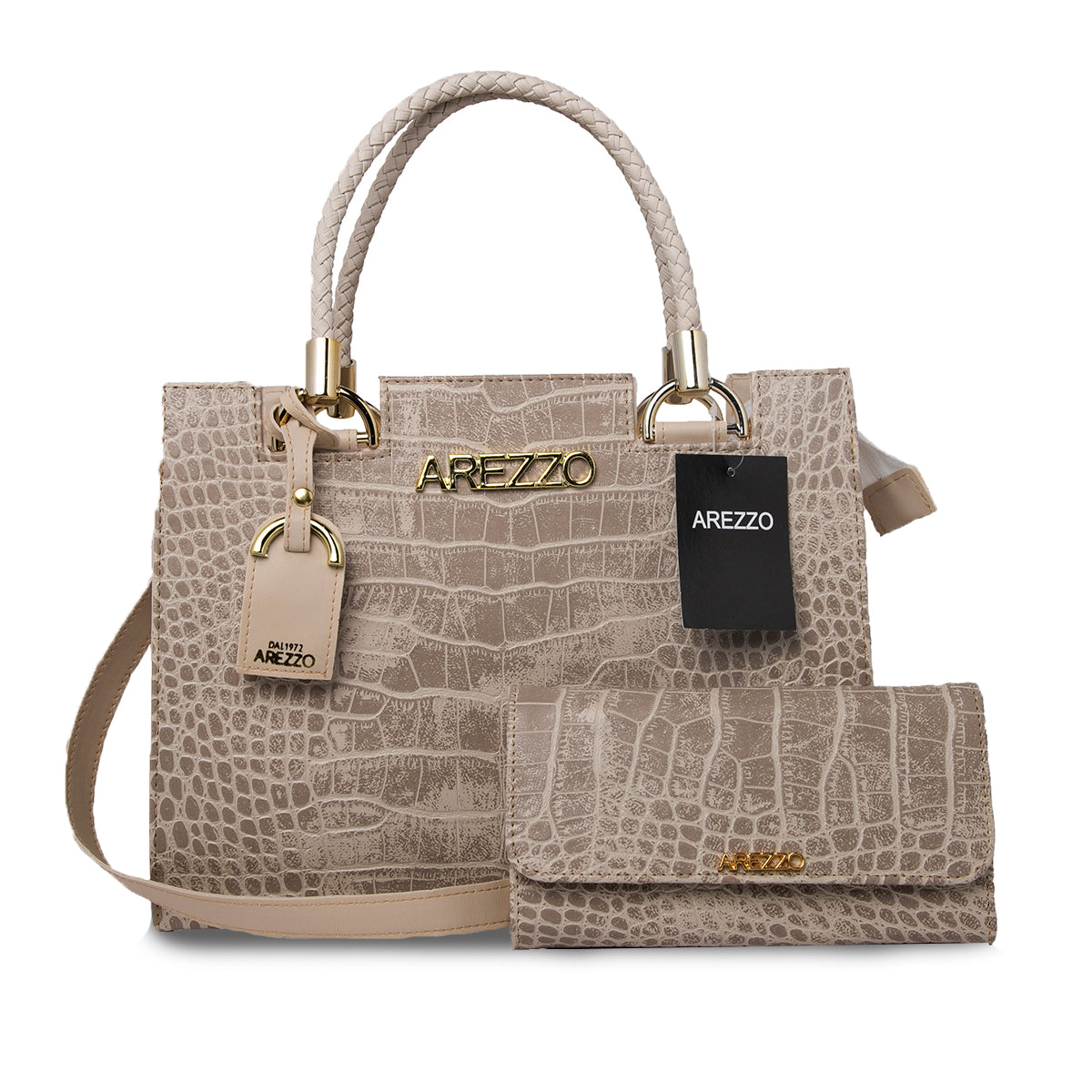 Bolsa Arezzo Crocodilo Marfim Carteira viabolsasoutlet