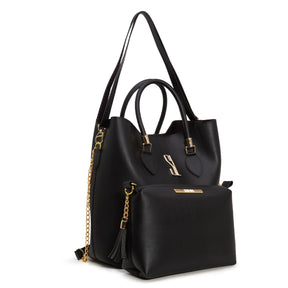 Bolsa Shopper Feminina Santa Lolla Marrom com Necessaire + Alça Transversal Metais em Dourado