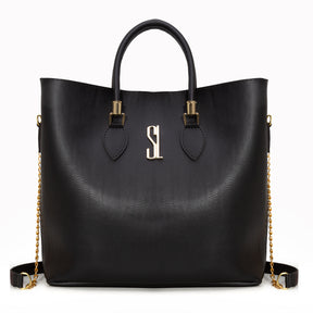 Bolsa Shopper Feminina Santa Lolla Preto com Necessaire + Alça Transversal Metais em Dourado