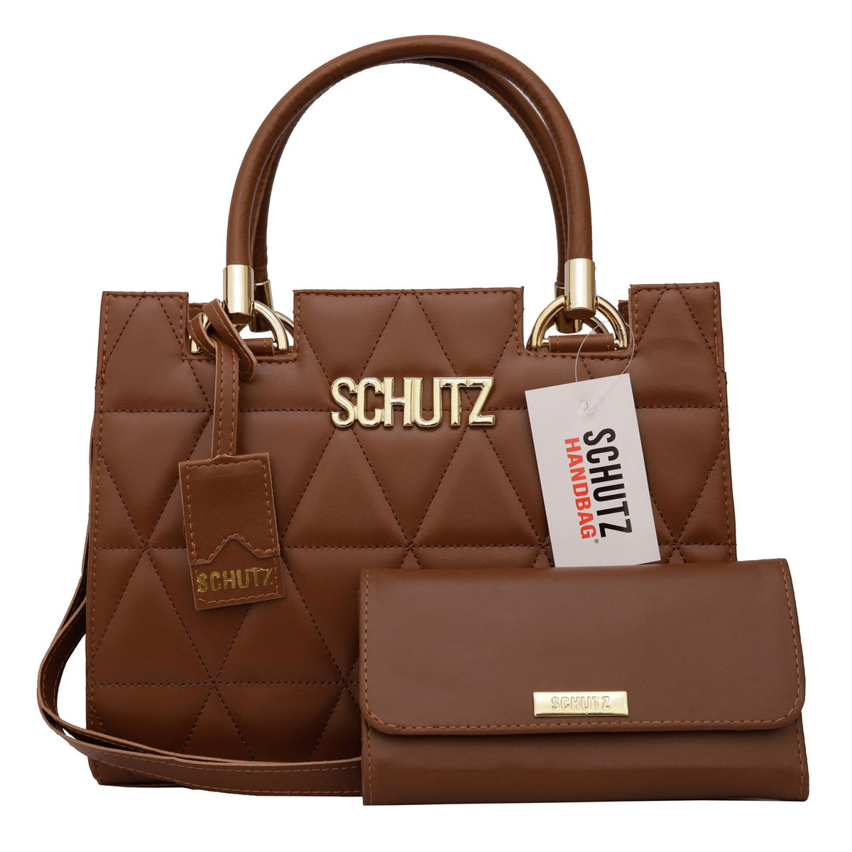 Bolsa Schutz Nude Estruturada Bordada + Carteira Soft + Alça Transversal Removível