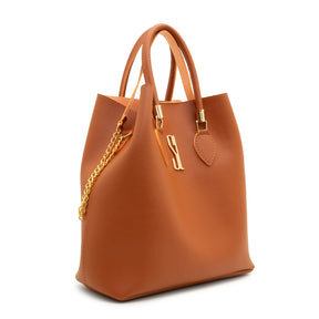 Bolsa Shopper Feminina Santa Lolla Marrom com Necessaire + Alça Transversal Metais em Dourado