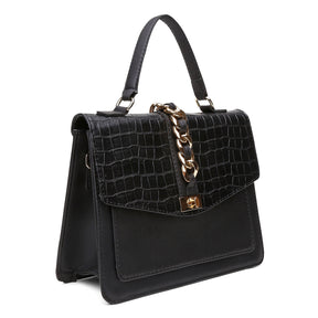 Bolsa Feminina Média Paris Black Croco Preto