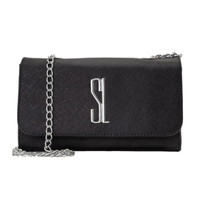 Bolsa Mid Santa Lolla Preto Alça Transversal Corrente