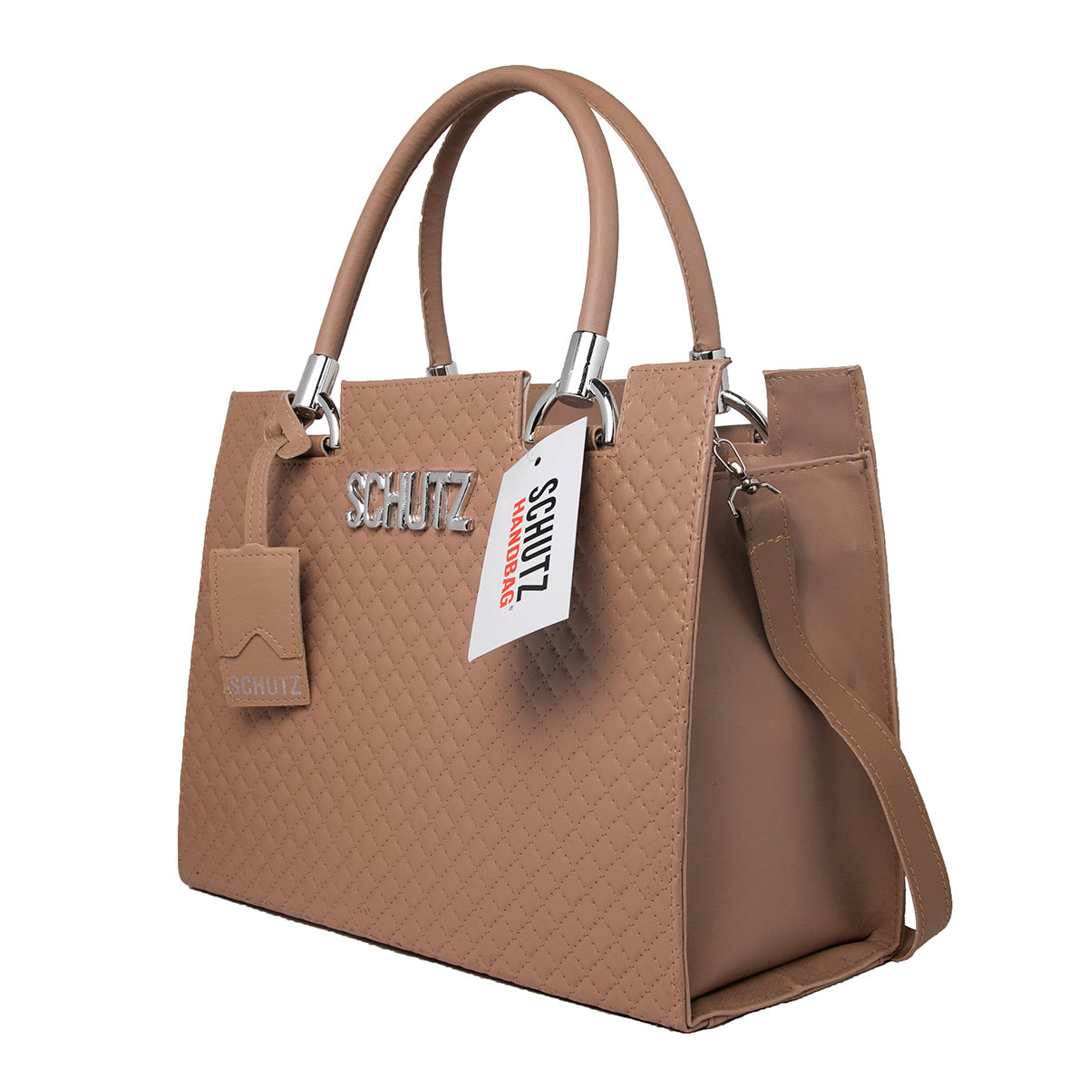 Bolsa Schutz Nude Metalassê em Couro + Carteira Soft + Alça Transversal Removível