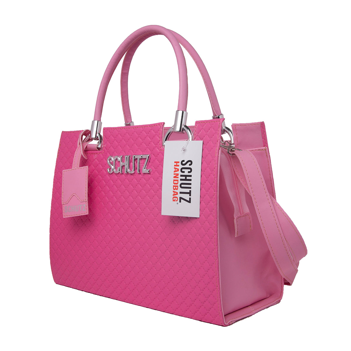 Bolsa Schutz Pink Metalassê em Couro + Carteira Soft + Alça Transversal Removível